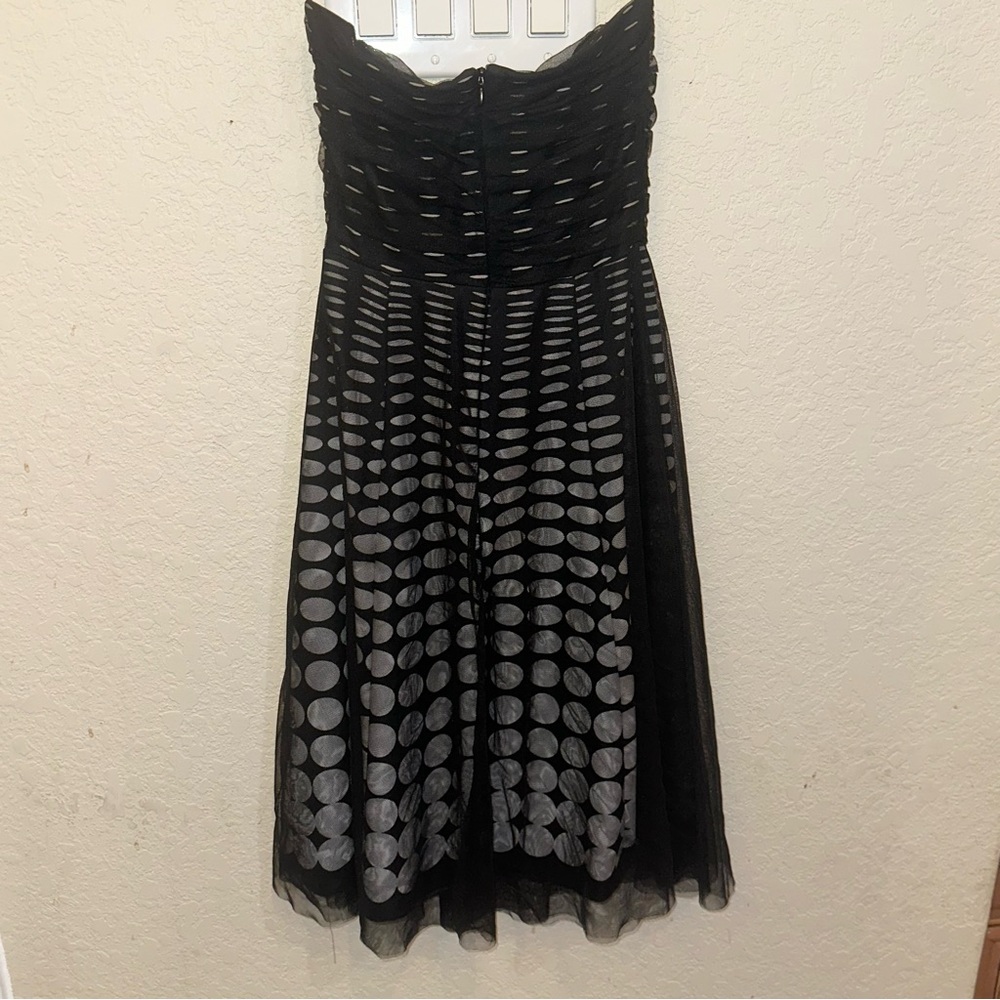 XOXO JRs 3 Black & White Polka Dot A-Line Cocktail 1950’s Retro Chiffon Dress - Picture 4 of 8